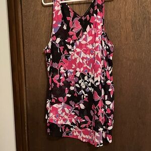 Lane Bryant Pink and Black Floral Tank Top